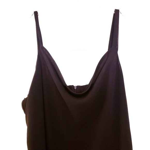 Vintage Black Chiffon Maxi Dress with Drape Neckline Sheer Hem Size 20W EUC - Picture 5 of 11